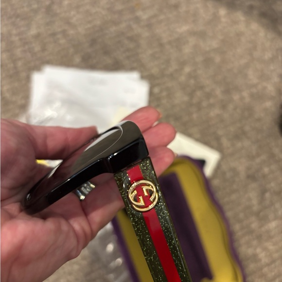 GUCCI Sunglasses GG 0034S Black w Red & Green Glitter - Picture 14 of 16
